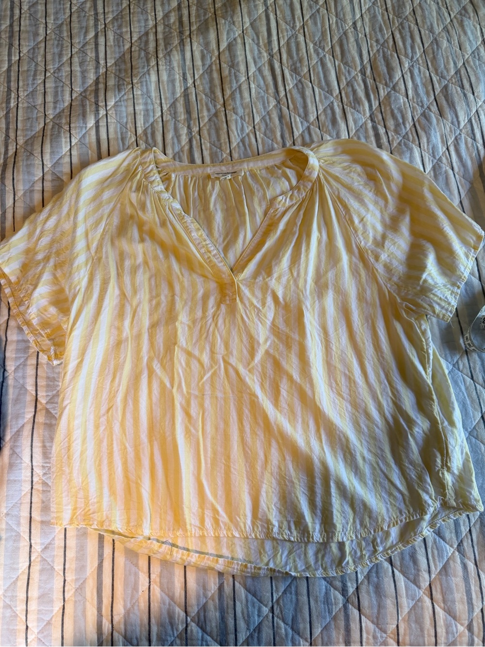 Lightweight Yellow‎ Stripe V-Neck Women’s Top